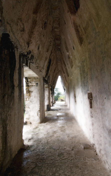 a corbeled arch, built by the mayans, palenque, mexico